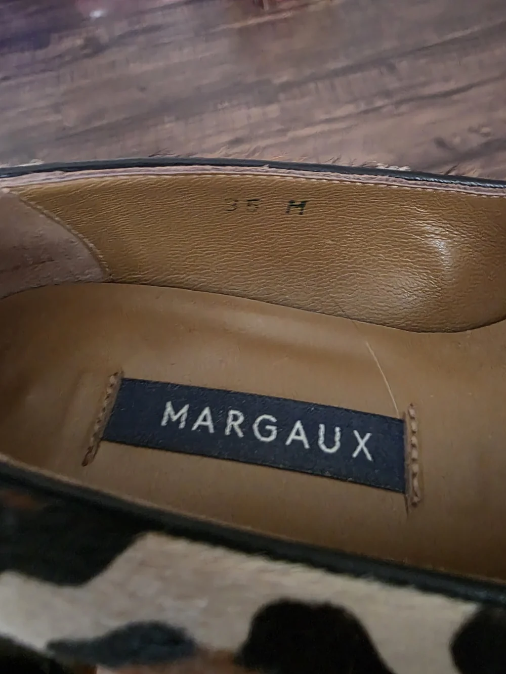 Margaux Leopard Calf Hair Ballet Flats Women's US 7.5 M Handmade Leather Round
